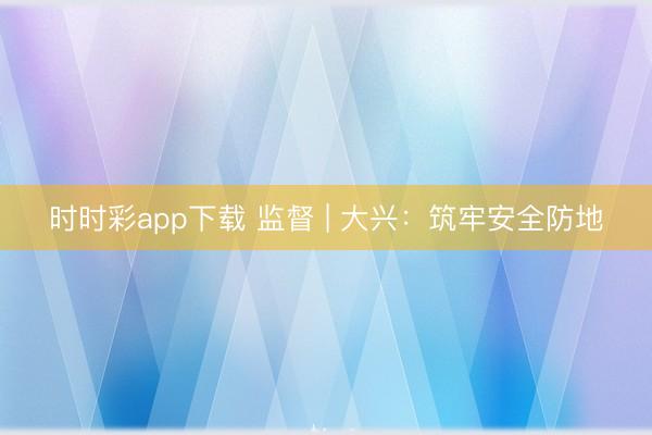 时时彩app下载 监督 | 大兴：筑牢安全防地